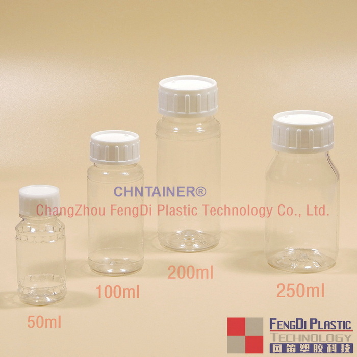 Botella química de PET de 200 ml con cierre de sello de calor de inducción
