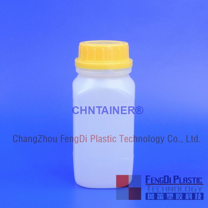Botella de muestra de plástico de boca ancha de 1 litro con tapa de tornillo evidente