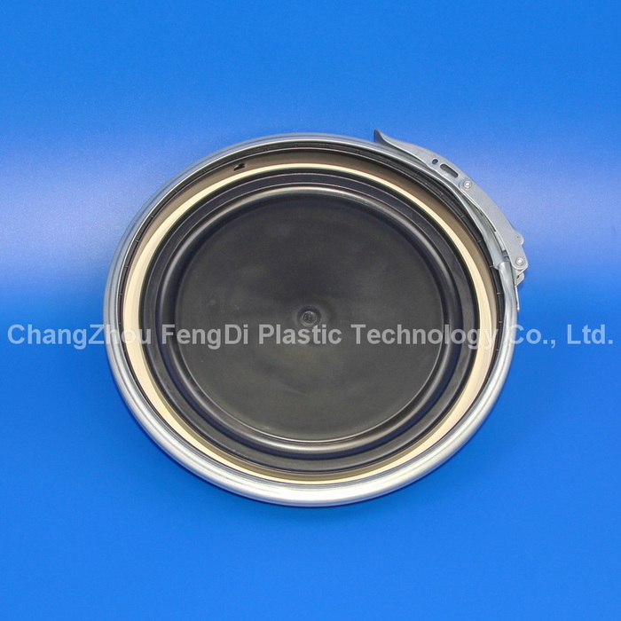 Tambor de plástico superior abierto de 30 litros con anillo de bloqueo de abrazadera de metal
